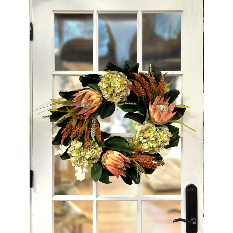 26" Protea and Hydrangea Wreath