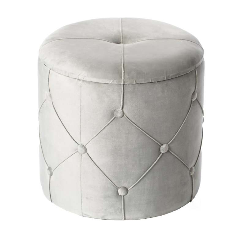 Repose-pieds de rangement rond en velours Hanes 15,75 po Hanes, Velours gris