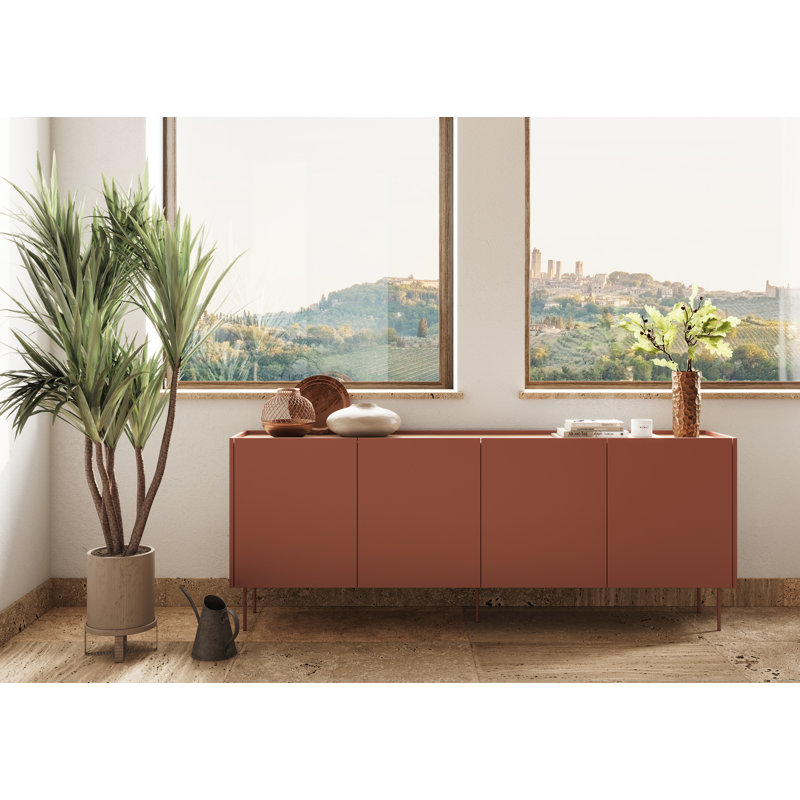Carlette 220 Cm Wide 4 Drawer Sideboard, Ceramic Red