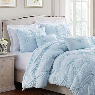 Supreme Microfiber Floral Pintuck Microfiber 3-Piece Comforter Set