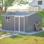12x10 Ft Outdoor Storage Shed, Metal, Waterproof, Utility Building, Patio Backyard, Grey Sufficient Storage, Practical Design Lawn Grey, Lockable Doors, - Property