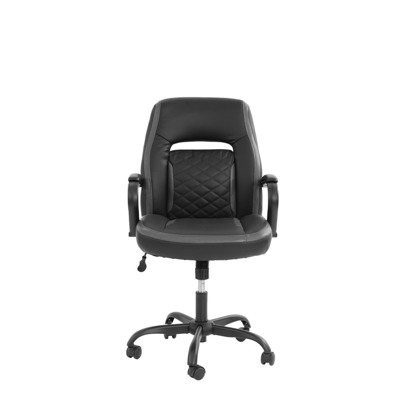 Chaise de bureau en similicuir avec dossier ajustable et confortable, Noir