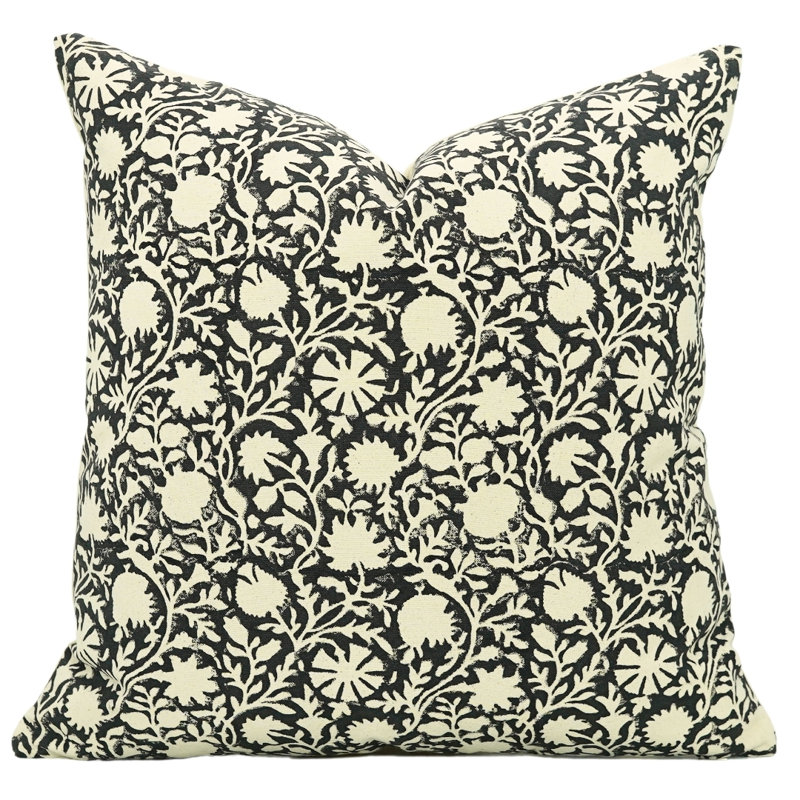 Housse de coussin Fabividine, H 36 po x l 14 po, Beige floral 2, Rectangle