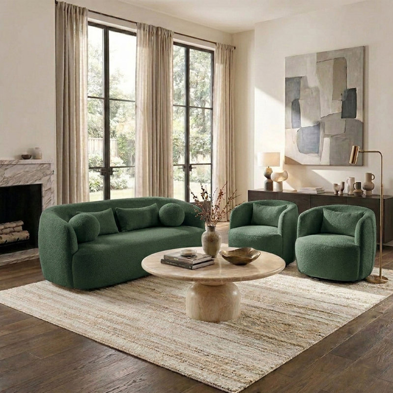 Ensemble de salon 3 pièces Boucle, Green