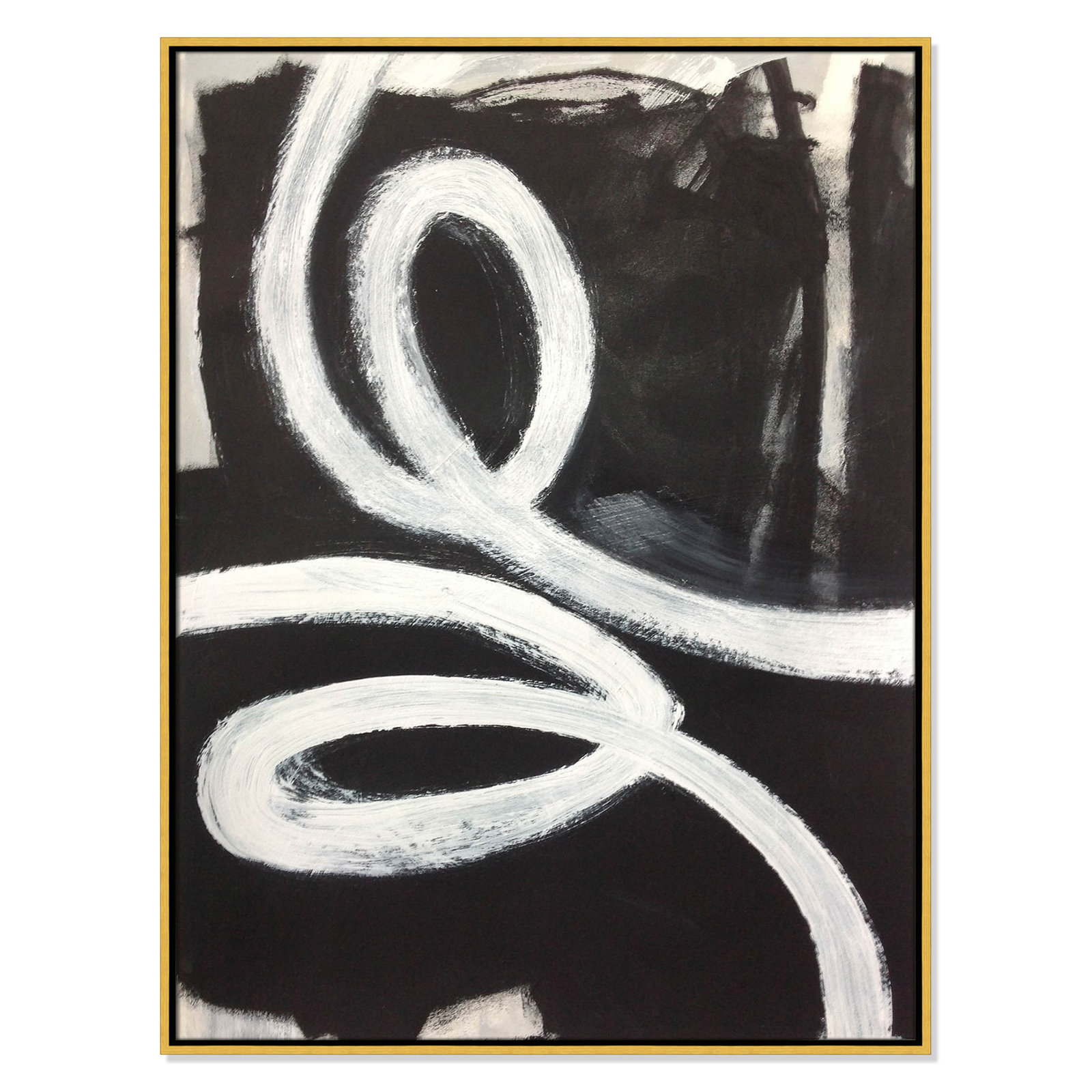 Bronte "Swirly Swirls I" Print, 41.5" H x 31.5" W x 2" D, Gold Floater Framed, No