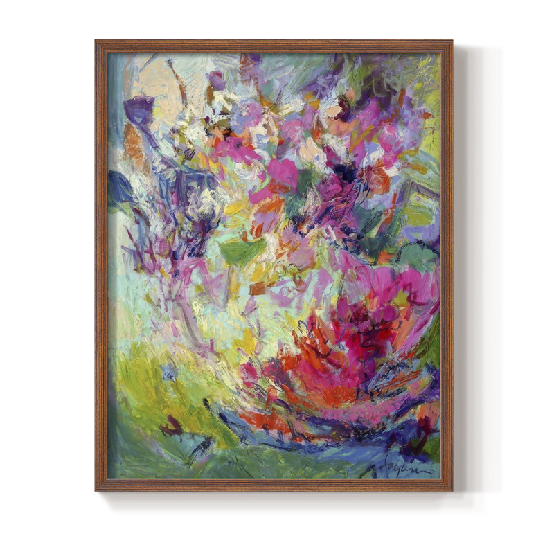 Impression encadrée Bold Flourish III - bois massif, Noyer, H 21 po x l 17 po