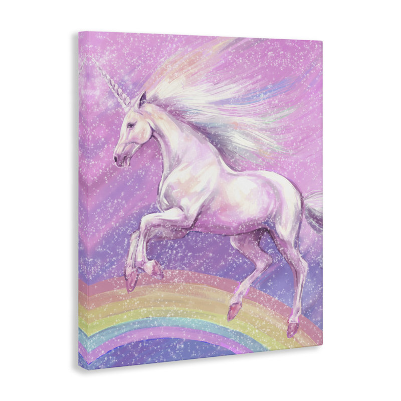 Art graphique de la licorne arc-en-ciel sur toile par Ai Ziwei Li, H 40 po x l 30 po x P 1,5 po