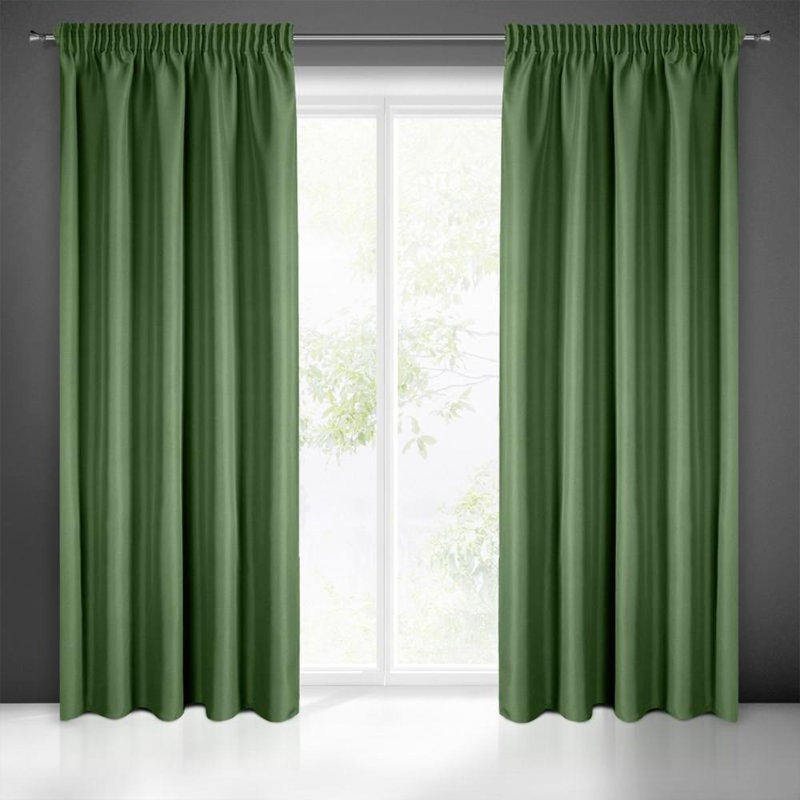 Rita 4 Slot Top Blackout Curtain, Green, 140 W x 270 D cm 