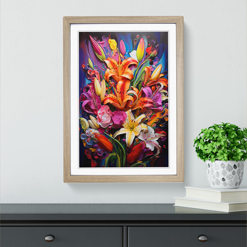 Floral Expressionism No.3 - Framed Print, Oak Framed, 34cm H x 25cm W