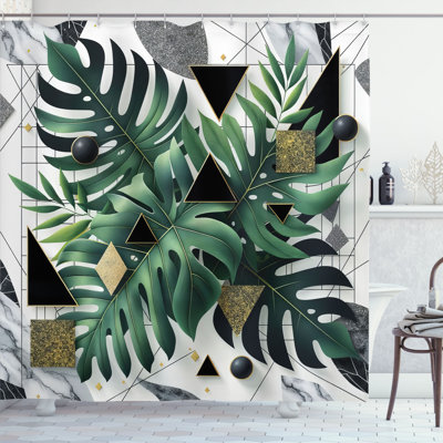 Floral Shower Curtain with Hooks Included