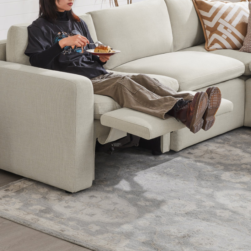 Lana 5 - Piece Upholstered Power Reclining Modular Sectional, Beige Linen