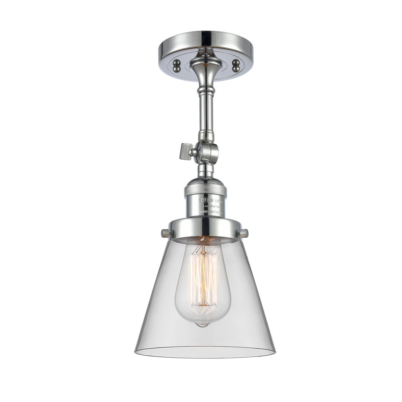Applique murale 1 lumière Cone, Ampoule à DEL rétro de 6 watts, Clair, Chrome poli