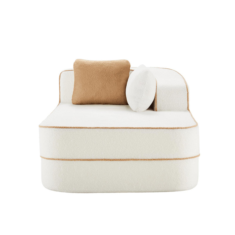 ELYSEES, canapé avec méridienne droite et coussins en tissu, Blanc, Right Hand Facing