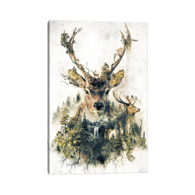 Surreal Deer 1 Piece Wrapped Canvas Painting, 66.04 cm H x 45.72 cm W x 1.91 cm D
