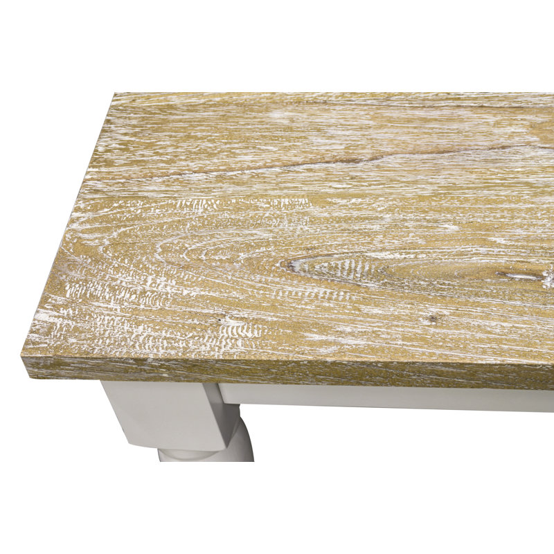 Roseline Pine Solid Wood Dining Table, Antique White, 79 cm H x 140 cm W x 90 cm D