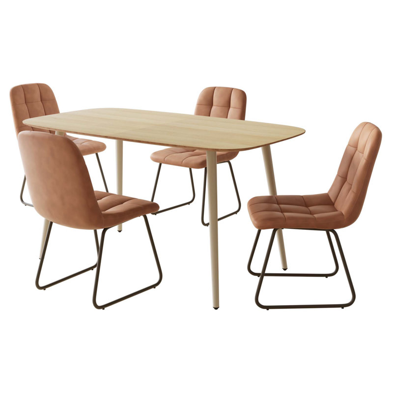 Ensemble de table de salle à manger 55,1 po, Crème / Blanc, Brun