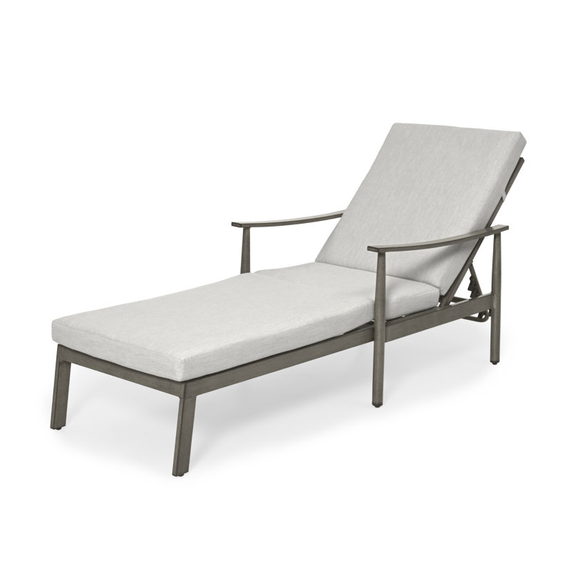 Marijela Outdoor Metal Chaise Lounge Set , Cushion Included, Gray Cushion/Brown Frame