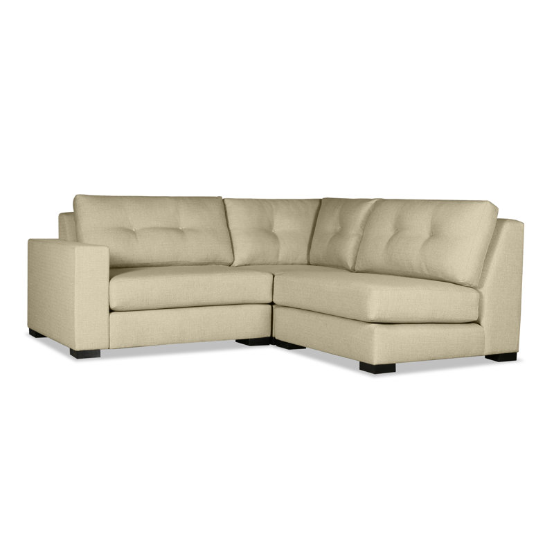Canapé modulaire Seda, 100 % lin blanc cassé, Orienté vers la gauche