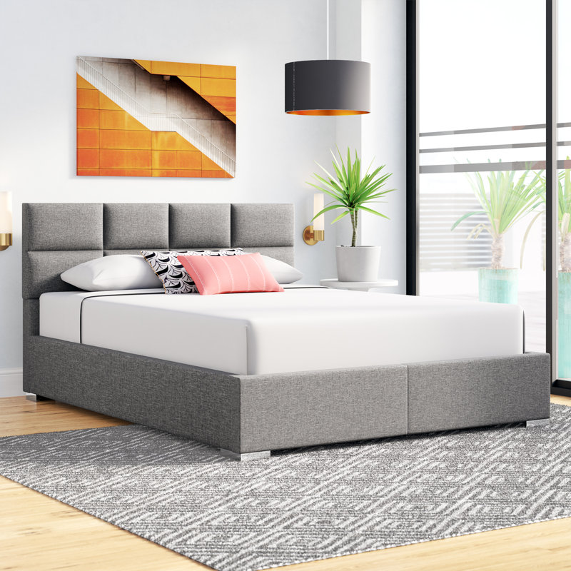 Avelar Bossley Upholstered Platform Bed, Dark Brown, Queen