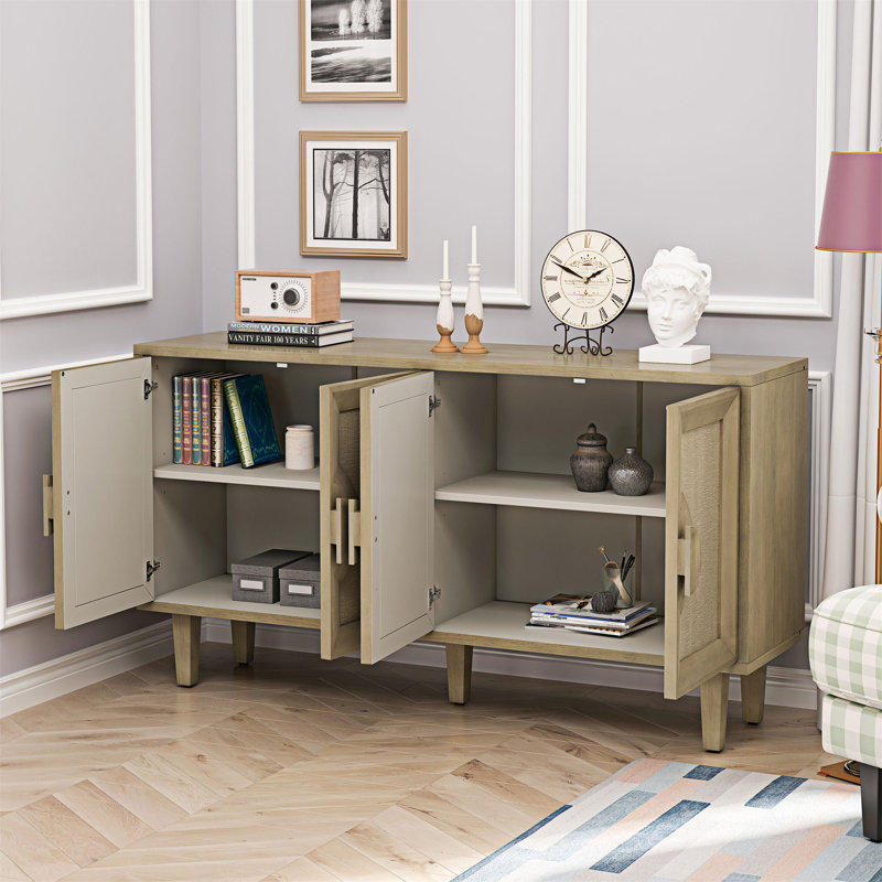 Armoire 59,84 "à 4 portes avec portes décorées en lin 59,84"