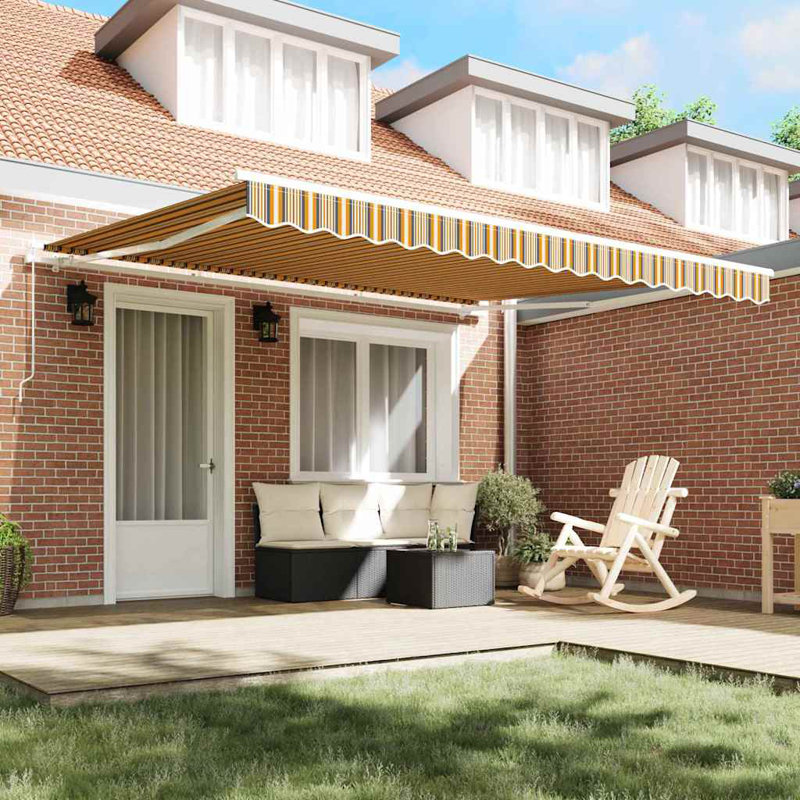 Brayden Studio 400cm W Polyester Cover Retractable Door / Window Awning, Multicolour, 400 cm W x 350 cm D