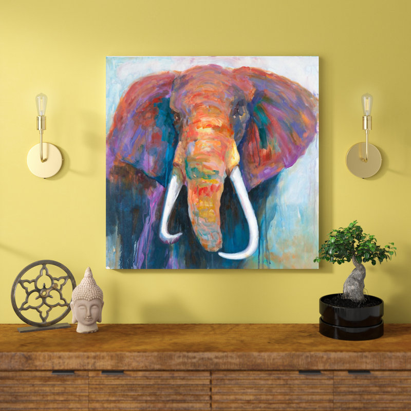 « coloré éléphant », reproduction d’art sur toile tendue