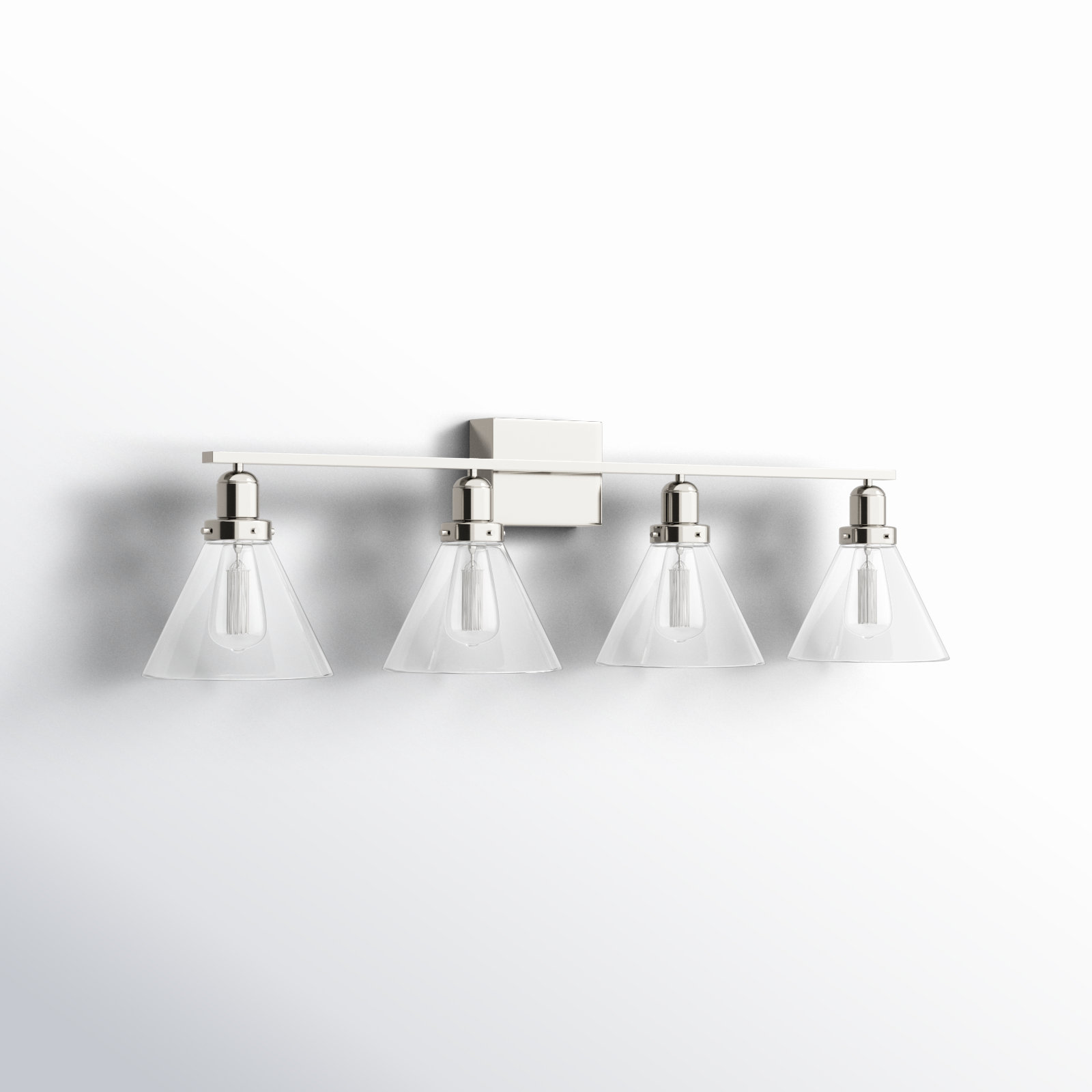Catalina 4 Light Transparent Dimmable Bath Sconce, Polished Nickel