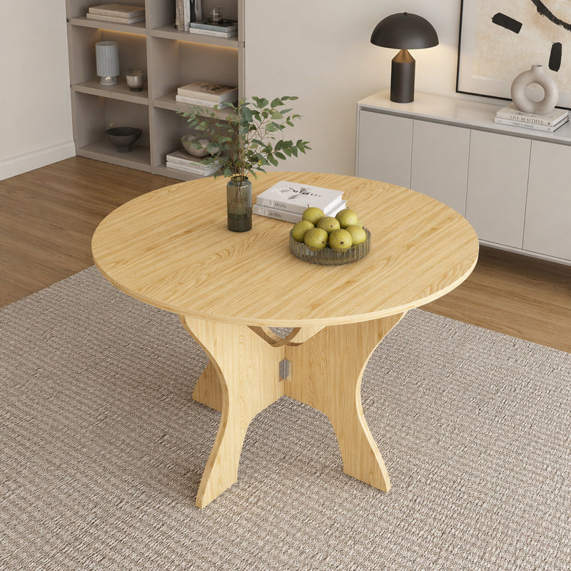 Table de salle à manger pliante 43 po pour petits espaces, table en panneau de fibres à densité moyenne avec placage en noyer