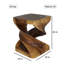 Table de bout à double torsion 18 x 18 x 23 po H noyer