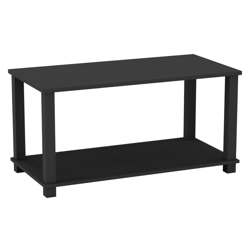Shemari Solid Wood Coffee Table with Storage, Black, Black