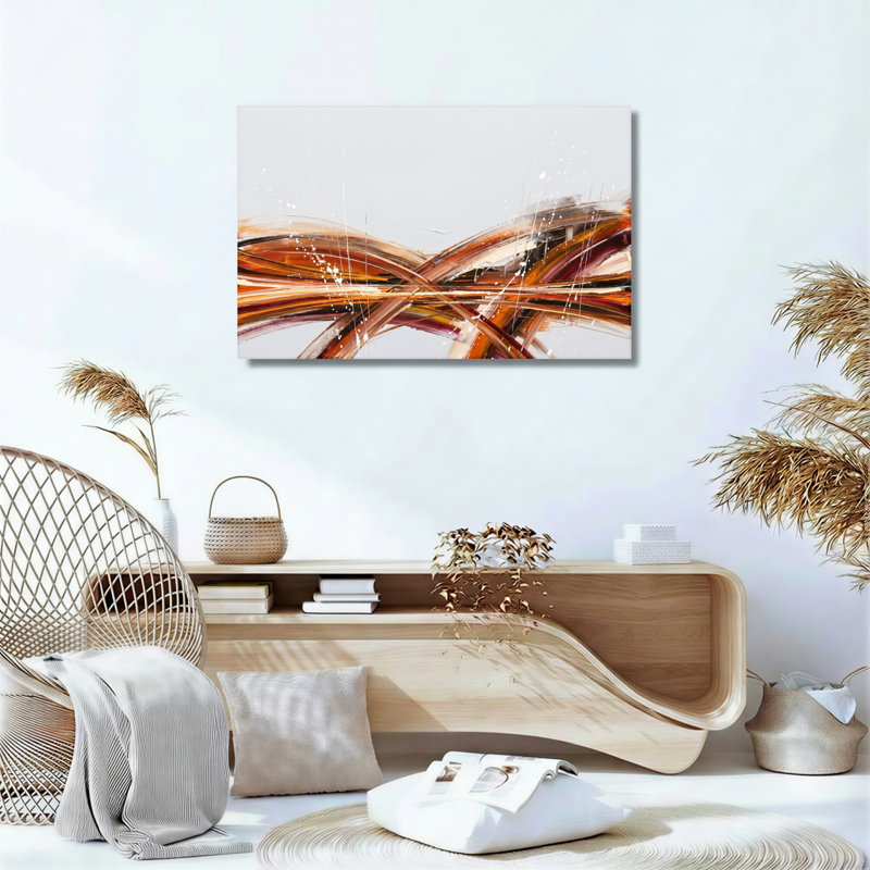 Ensemble de 1 tableau abstrait sur toile « Vagues », H 20 po x l 30 po, Toile tendue