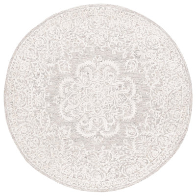 Bathilda Hand Tufted Wool/Bamboo Silk/Cotton with Cotton Backing Oriental Rug in Gray/Ivory