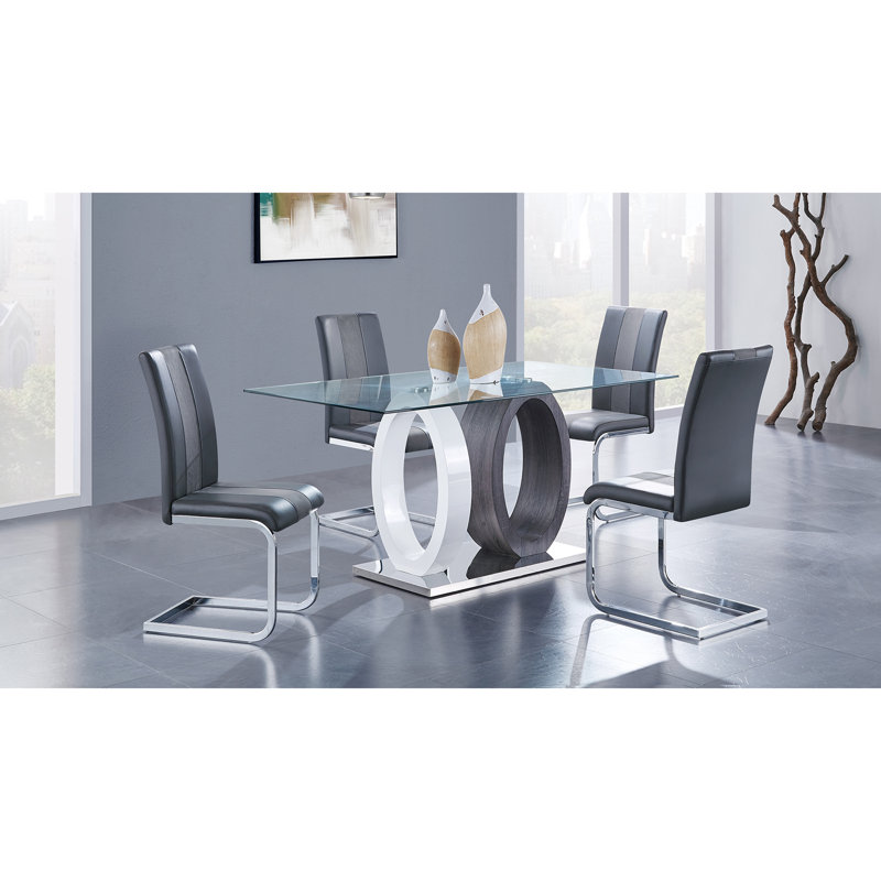 Admer 19'' H Upholstered Side Chair, Gray, 4
