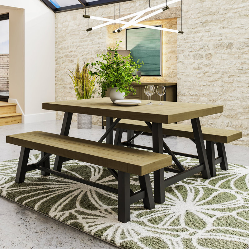 San Diego Dining Table. Steel Trestle Frame. Solid Pine Top - 160cm Seats 6 People OR 200cm Seats 8 People
