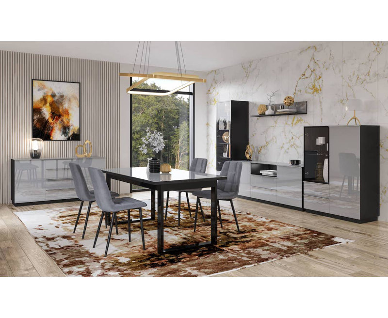 Helio 160cm Sideboard, Grey Glass