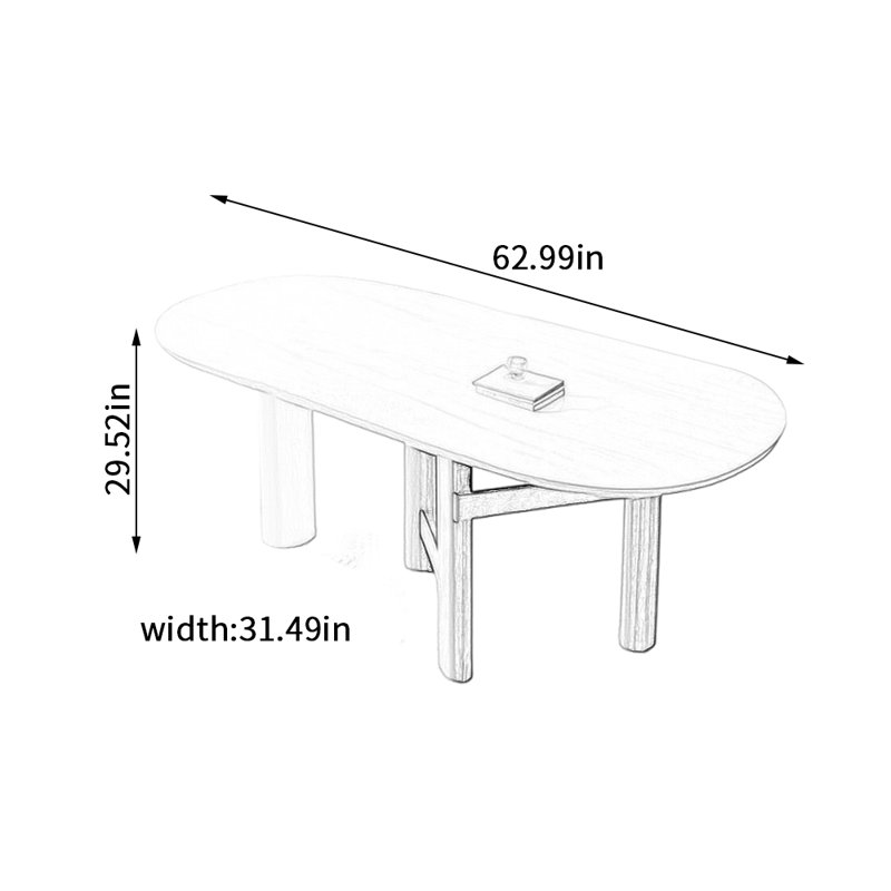 Table ovale crème de style roche crème, H 29,52 po x L 62,99 po x l 31,49 po