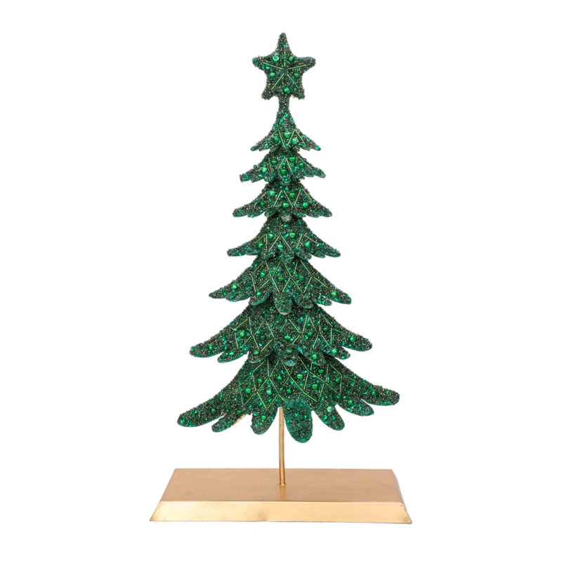 Arbre de table de Noël Dickens, Vert / or