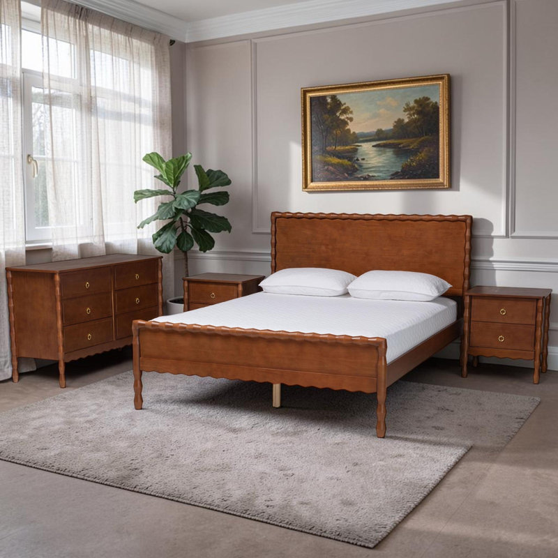 Ensemble de chambre à coucher Javier 4 pièces pour lit queen avec 2 tables de chevet