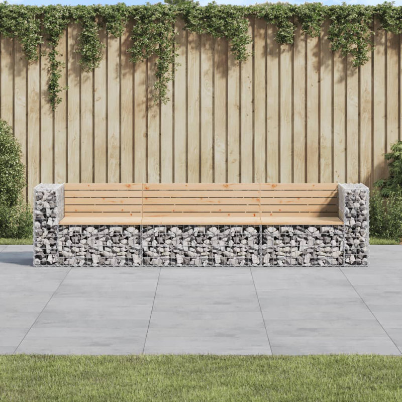 Banc de patio Gabion, H 25,8 po x l 72,4 po x P 28 po, Rosewood