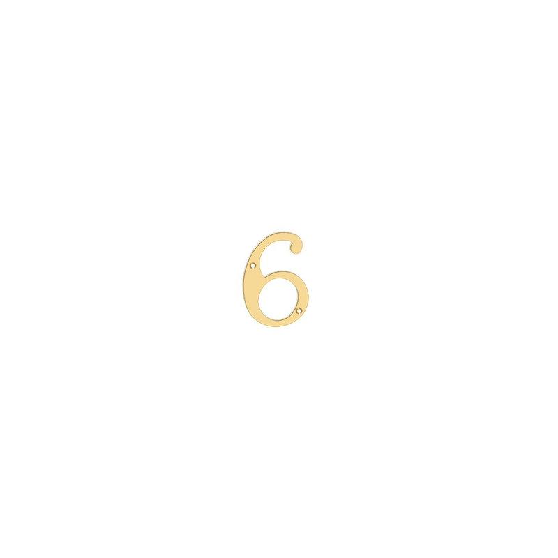 House Number, PVD Polished Brass, 6