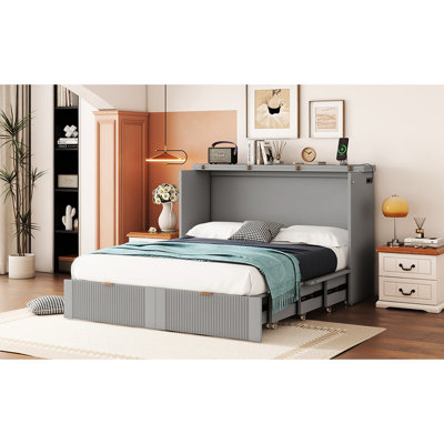 Lit double avec tiroir, ports, confortable et peu encombrant