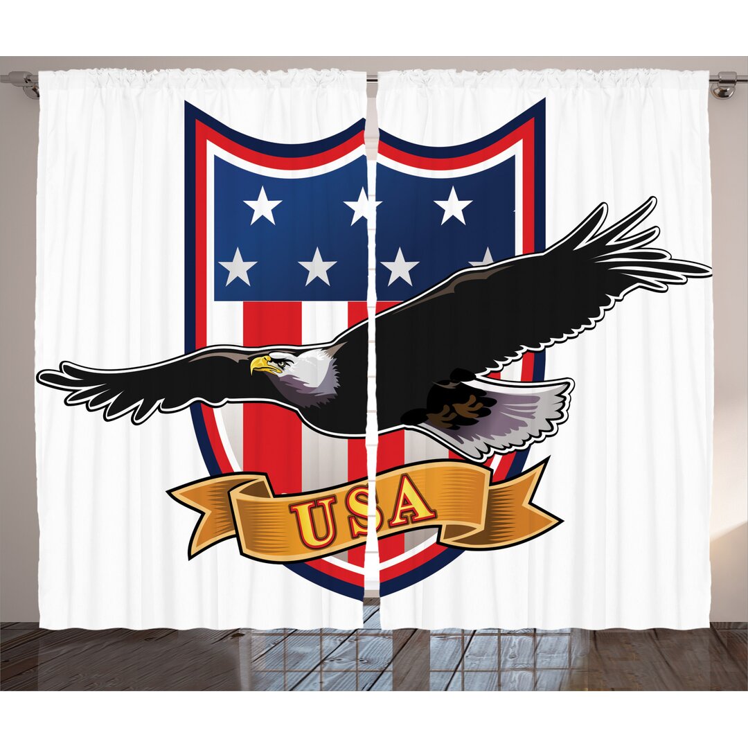 Rustikaler Vorhang, Fliegen Eagle USA Flagge, amerikanisch, Rot Blau Schwarz