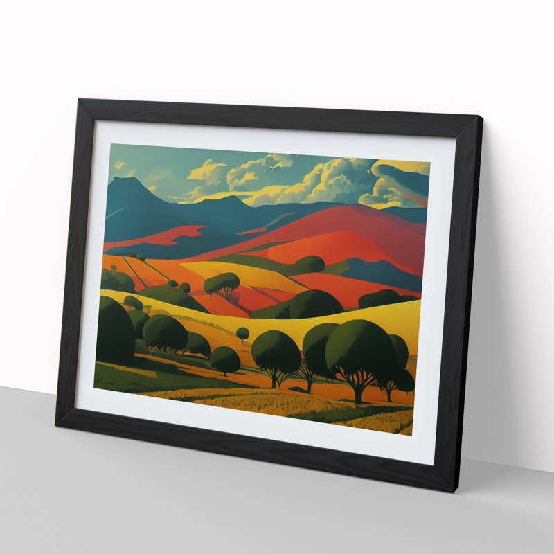 Spring Landscape Meadow - Framed Print, 25cm H x 34cm W x 2cm D, Black