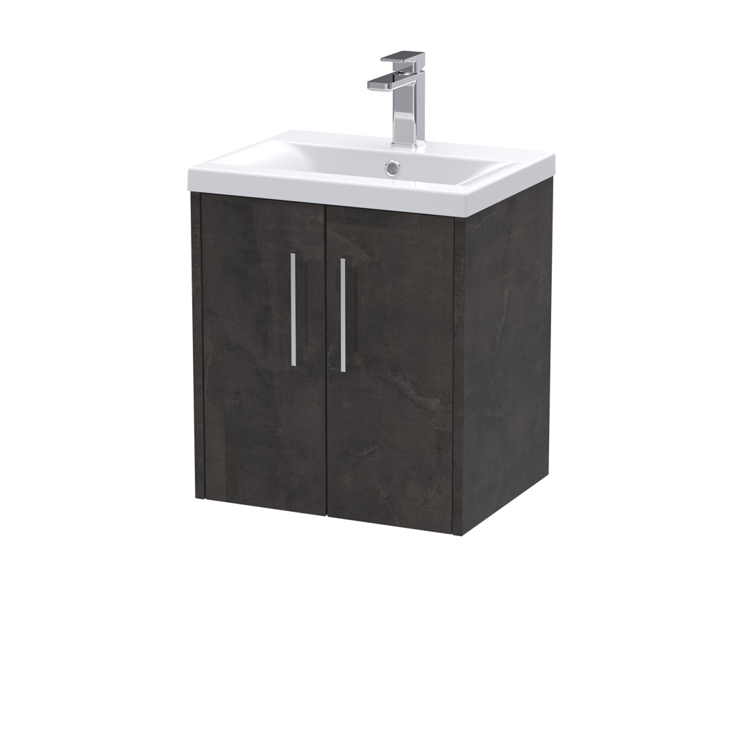 B&Q - Juno Wall Hung 2 Soft Close Door Vanity Unit With Mid-Edge 1 Tap Hole Basin In Metallic Slate Finish510mm - Image 3