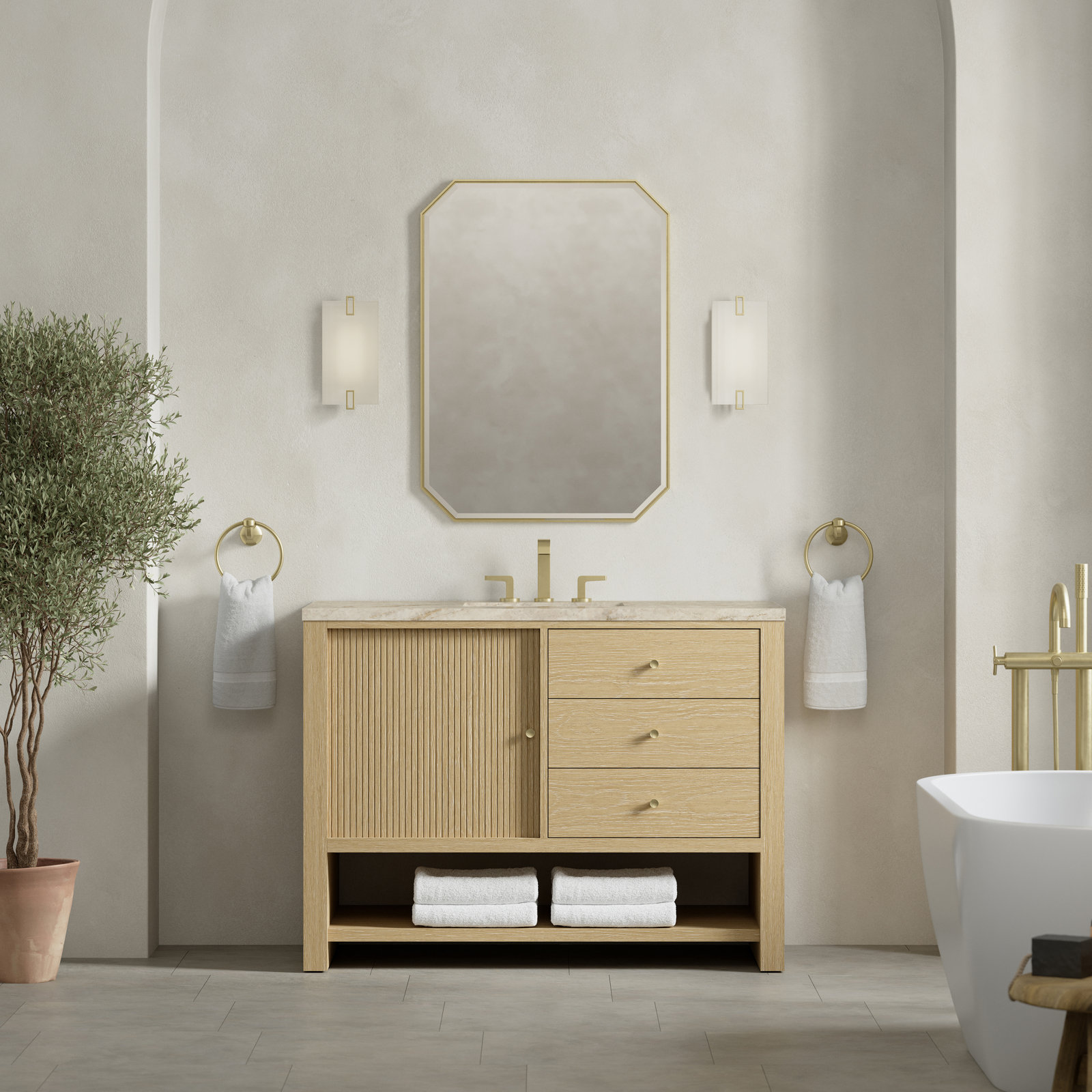 Marigot 48'' Single Bathroom Vanity, Tajnar Eclos, 8" Widespread