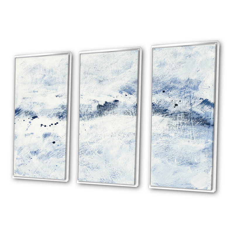 «Blue Wipe Out - Farmhouse», ensemble d'art mural sur toile encadré, H 32 po x l 48 po x P 1 po, Blanc