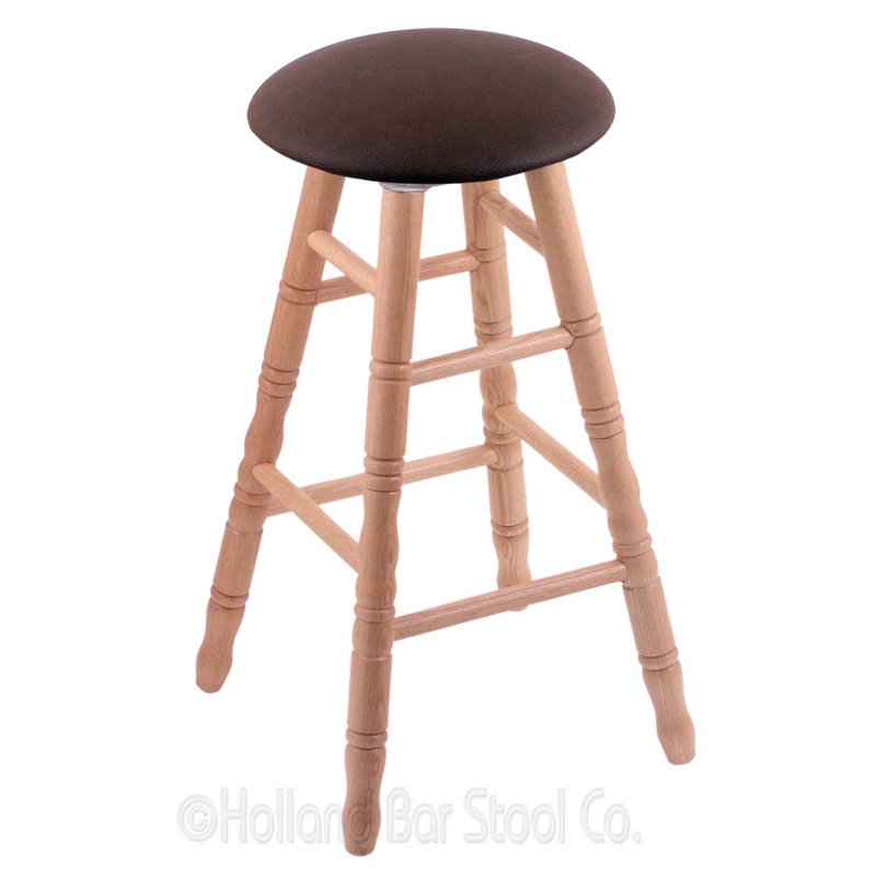 Tabouret de comptoir pivotant de 24 po, Chêne naturel, Vinyle noir