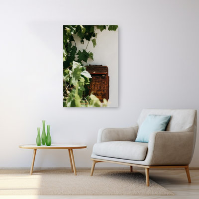 Rusted Mailbox Green Leaves Rustic Vintage Abstract Nature Landscape Wall Art Print 1 Piece Wrapped Canvas Wall Art