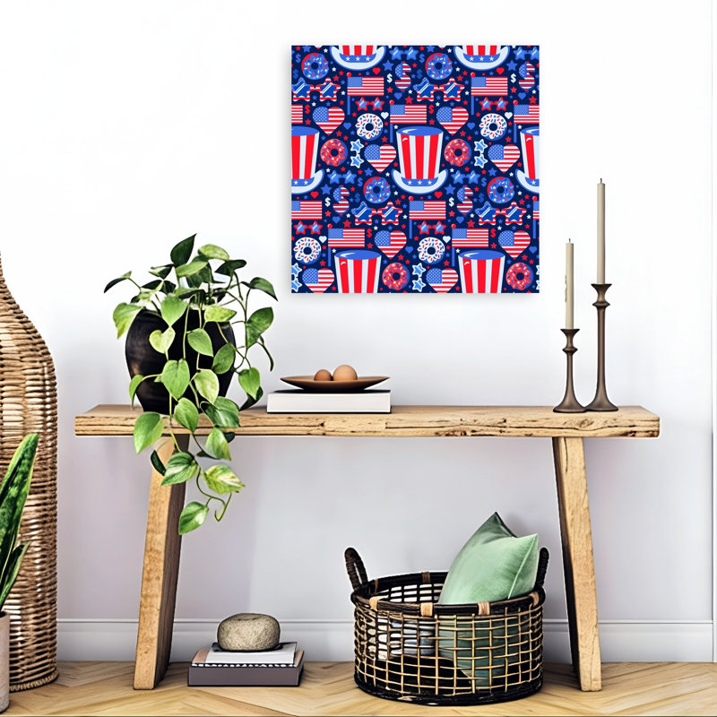 Patriotic Celebration Pattern Abstract Contemporary Landscape Nature Wall Art Print 1 Piece Wrapped Canvas Wall Art