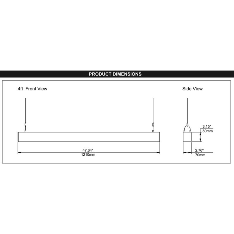 Luminaire de bureau à DEL 4FT, 50W